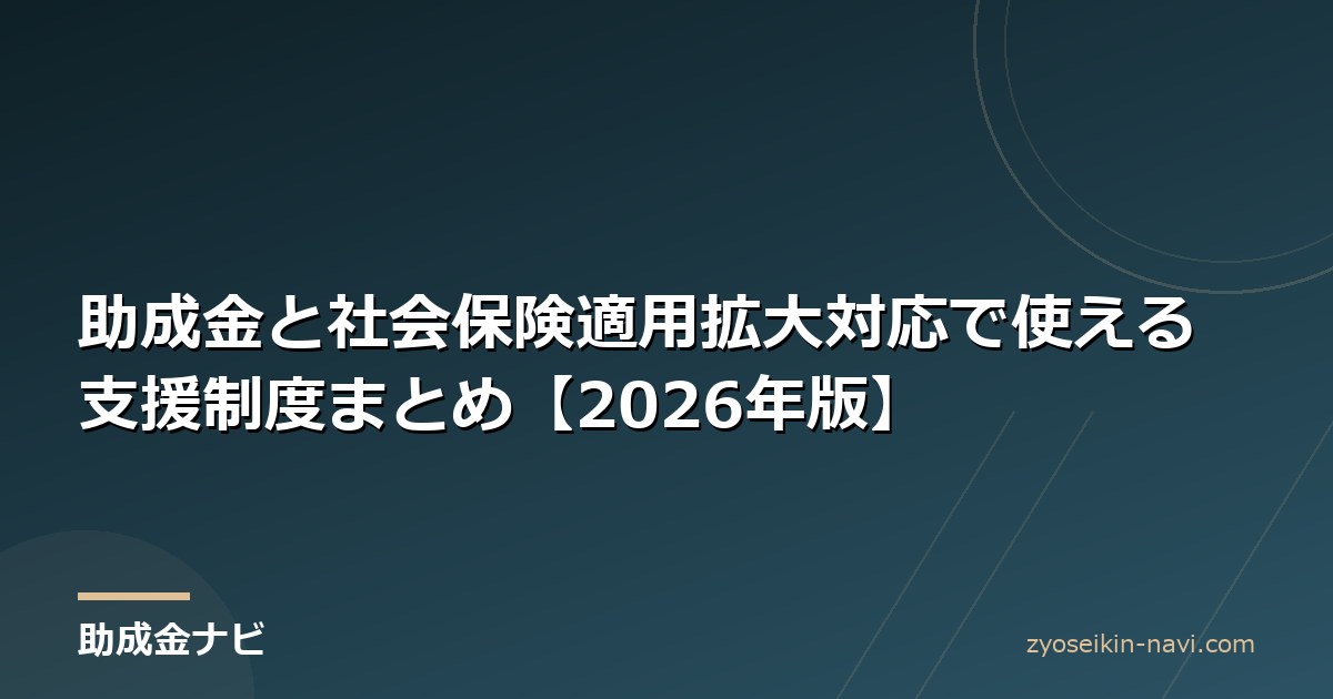 助成金と社会保険適用拡大対応で使える支援制度まとめ【2026年版】