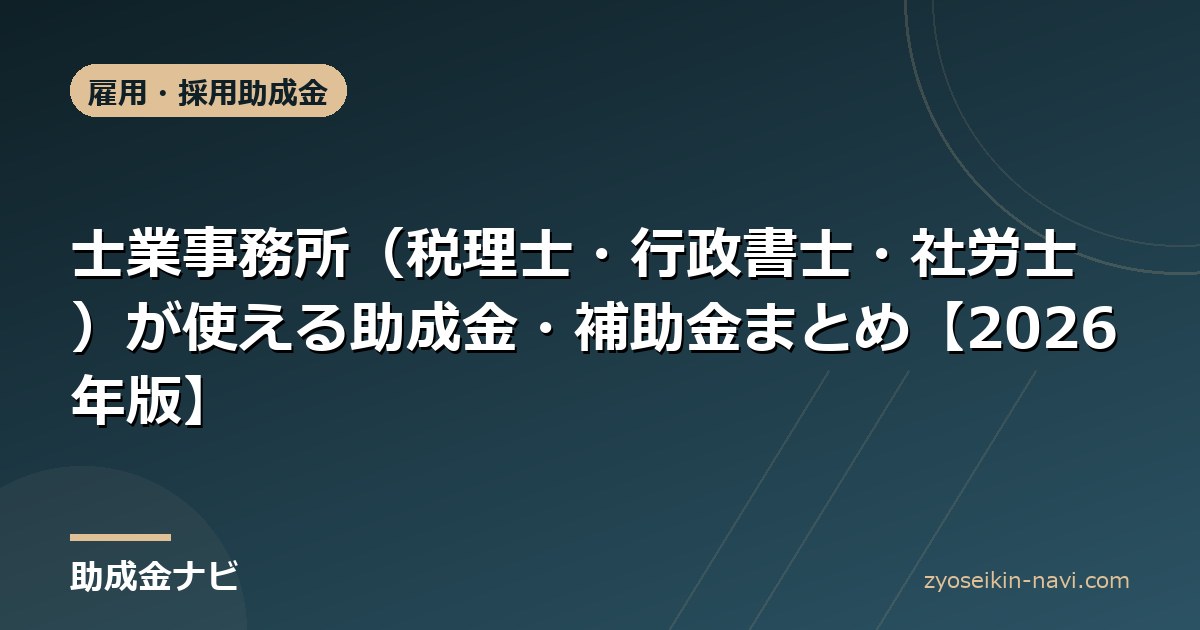 士業事務所（税理士・行政書士・社労士）が使える助成金・補助金まとめ【2026年版】