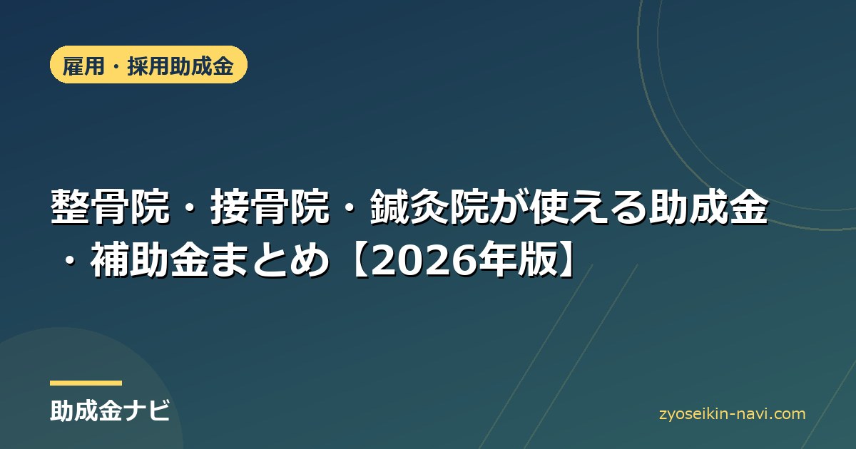 整骨院・接骨院・鍼灸院が使える助成金・補助金まとめ【2026年版】