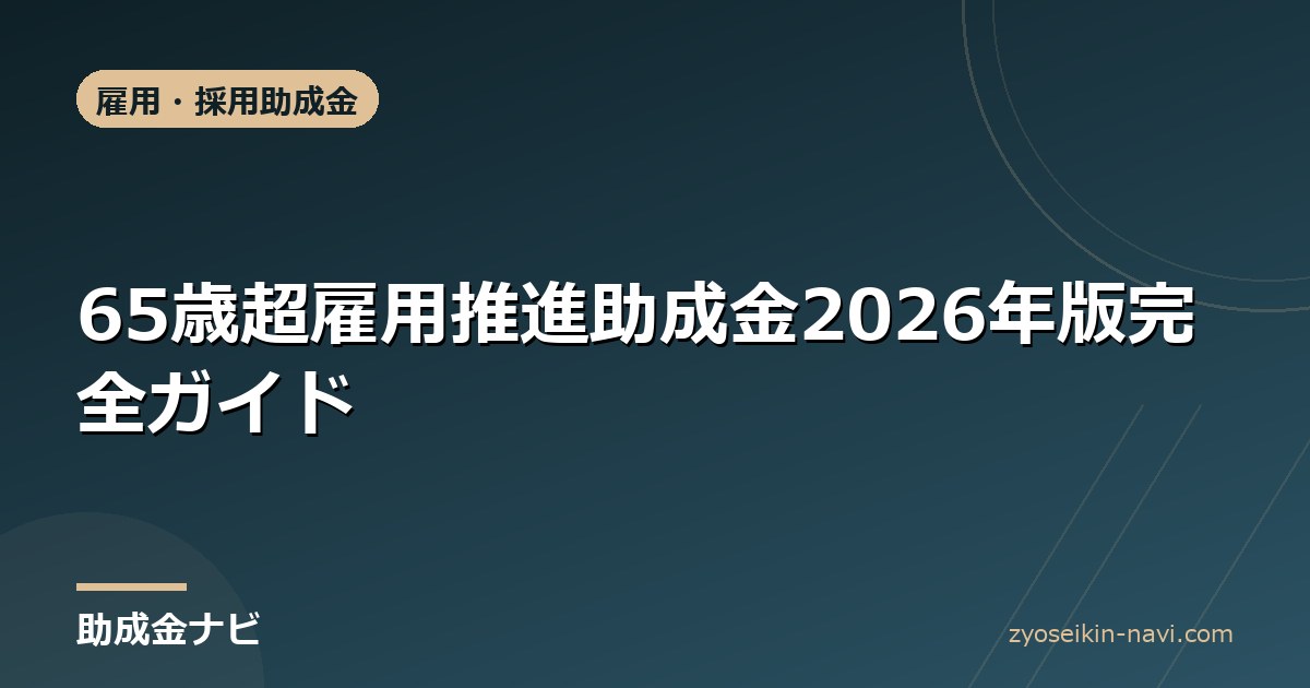 65歳超雇用推進助成金2026年版完全ガイド