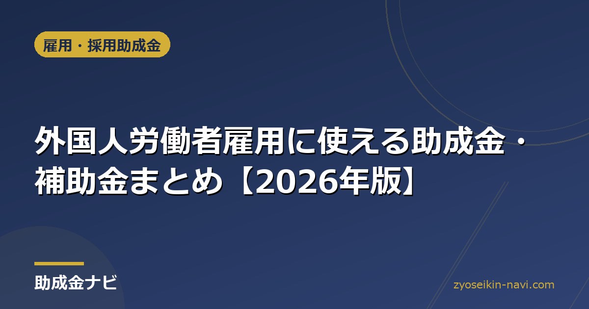 外国人労働者雇用に使える助成金・補助金まとめ【2026年版】