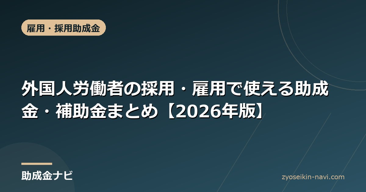 外国人労働者の採用・雇用で使える助成金・補助金まとめ【2026年版】